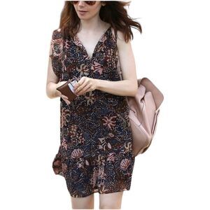 MADEWELL Lily Collins floral Ruffle Sleeve everyday boho dress Size Medium